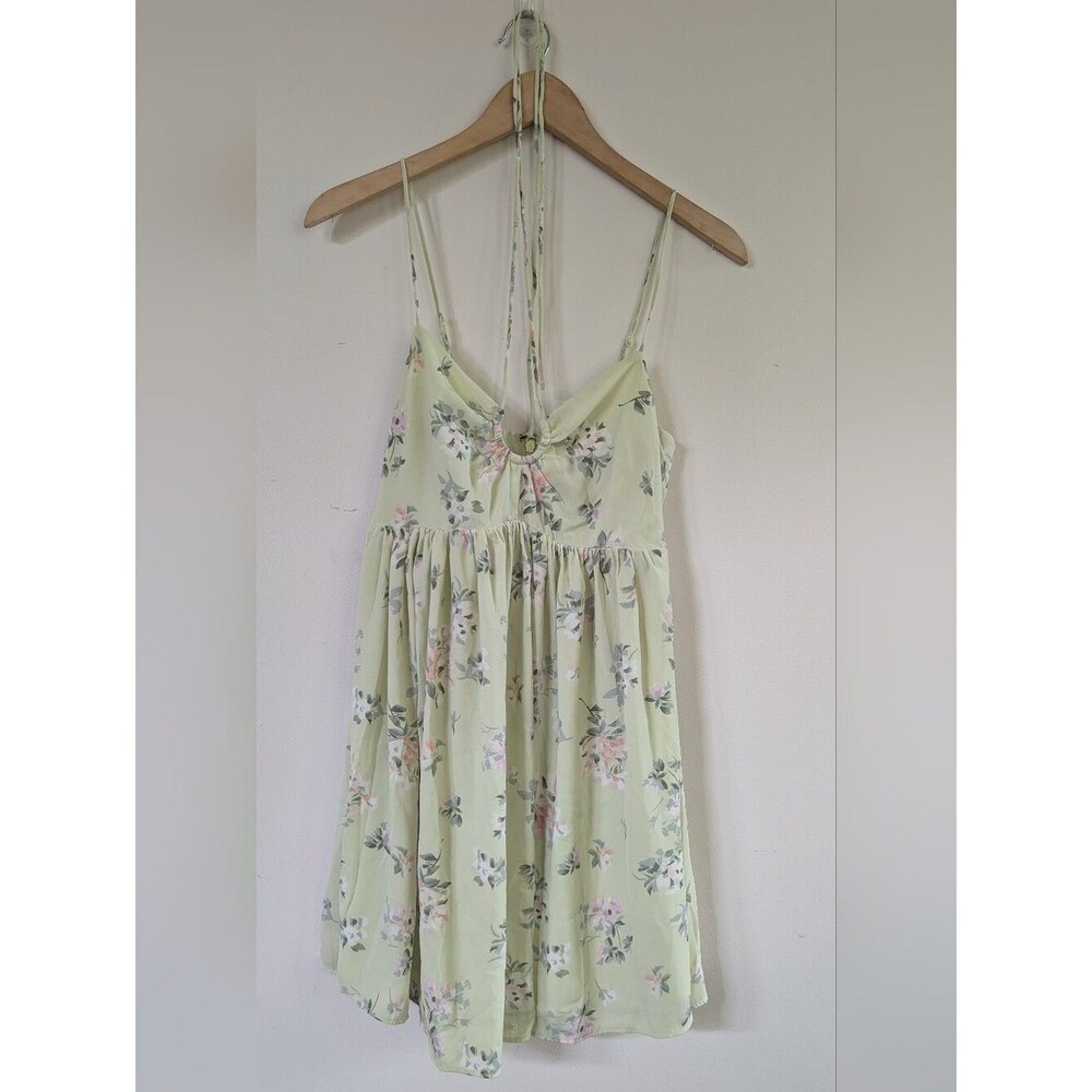 Abercrombie & Fitch Light Green Floral Strappy Halter Babydoll Sundress S Small